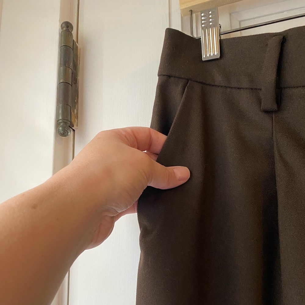 NWT Loft 14 p petite chocolate brown flannel ankle pants trousers elastic waist - Picture 3 of 7